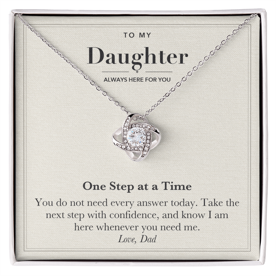 To My Daughter Encouragement Love Knot Necklace – One Step at a Time