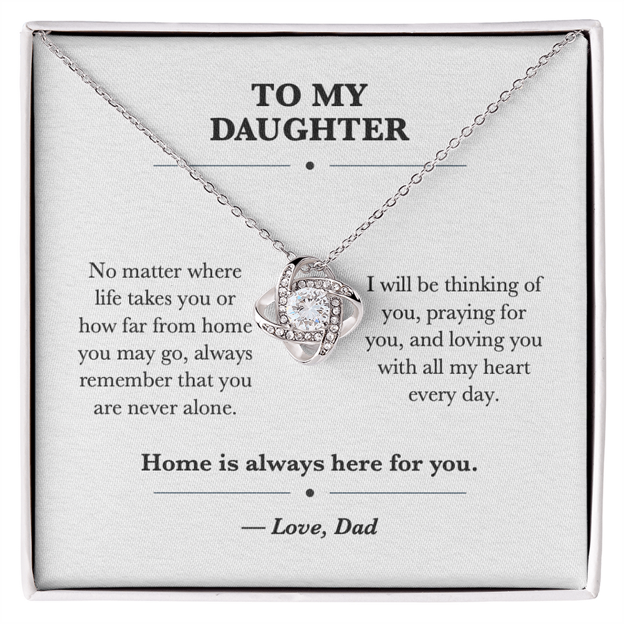 To My Daughter Moving Away Love Knot Necklace Gift from Dad
