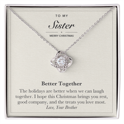 Load image into Gallery viewer, To My Sister Christmas Love Knot Necklace – Better Together
