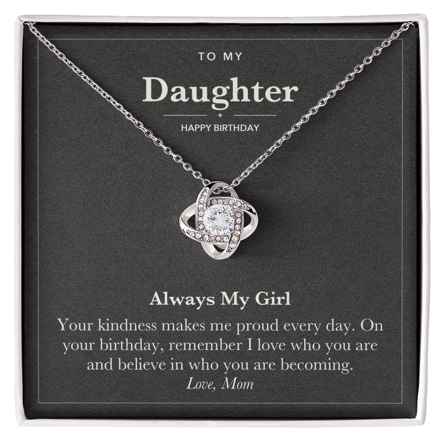 To My Daughter Birthday Love Knot Necklace – Always My Girl