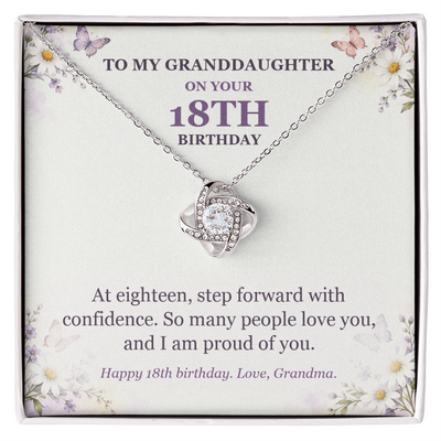 Load image into Gallery viewer, To My Granddaughter 18th Birthday Love Knot Necklace from Grandma
