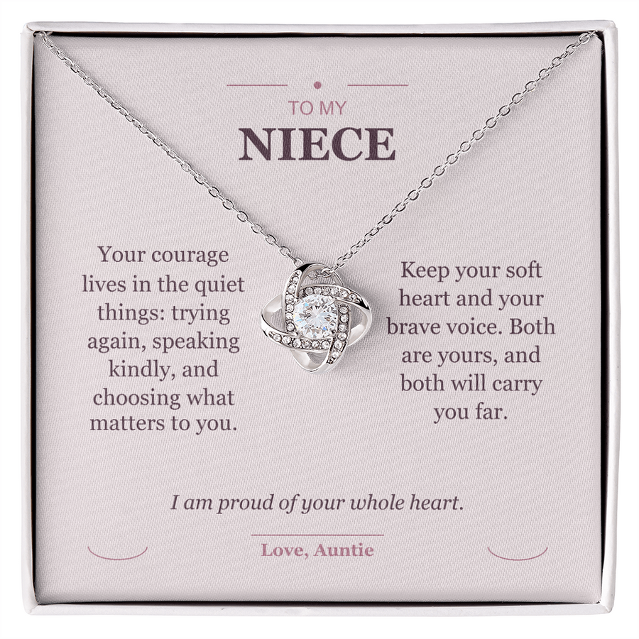 To My Niece, The Brave Little Things - Love Knot Necklace