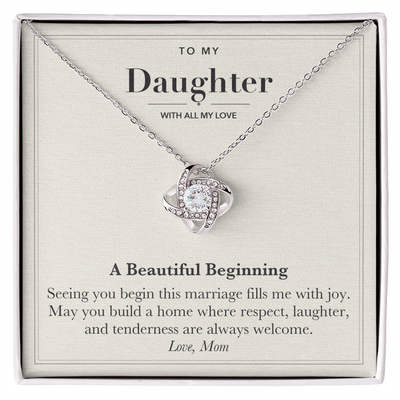 Load image into Gallery viewer, To My Daughter Wedding Love Knot Necklace – A Beautiful Beginning
