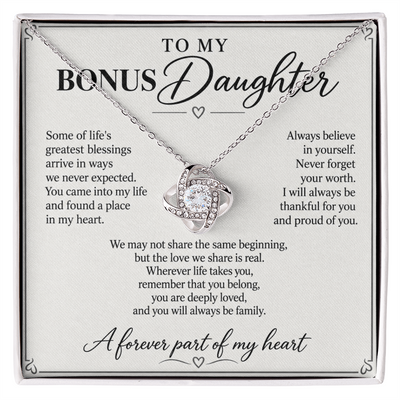 Load image into Gallery viewer, To My Bonus Daughter Forever in My Heart Love Knot Necklace Gift
