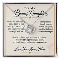 Load image into Gallery viewer, Bonus Daughter Love Knot Necklace from Bonus Mom - Stronger Than You Know

