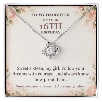 Load image into Gallery viewer, To My Daughter 16th Birthday Love Knot Necklace from Mom
