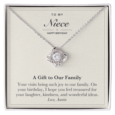 Load image into Gallery viewer, To My Niece Birthday Love Knot Necklace – A Gift to Our Family
