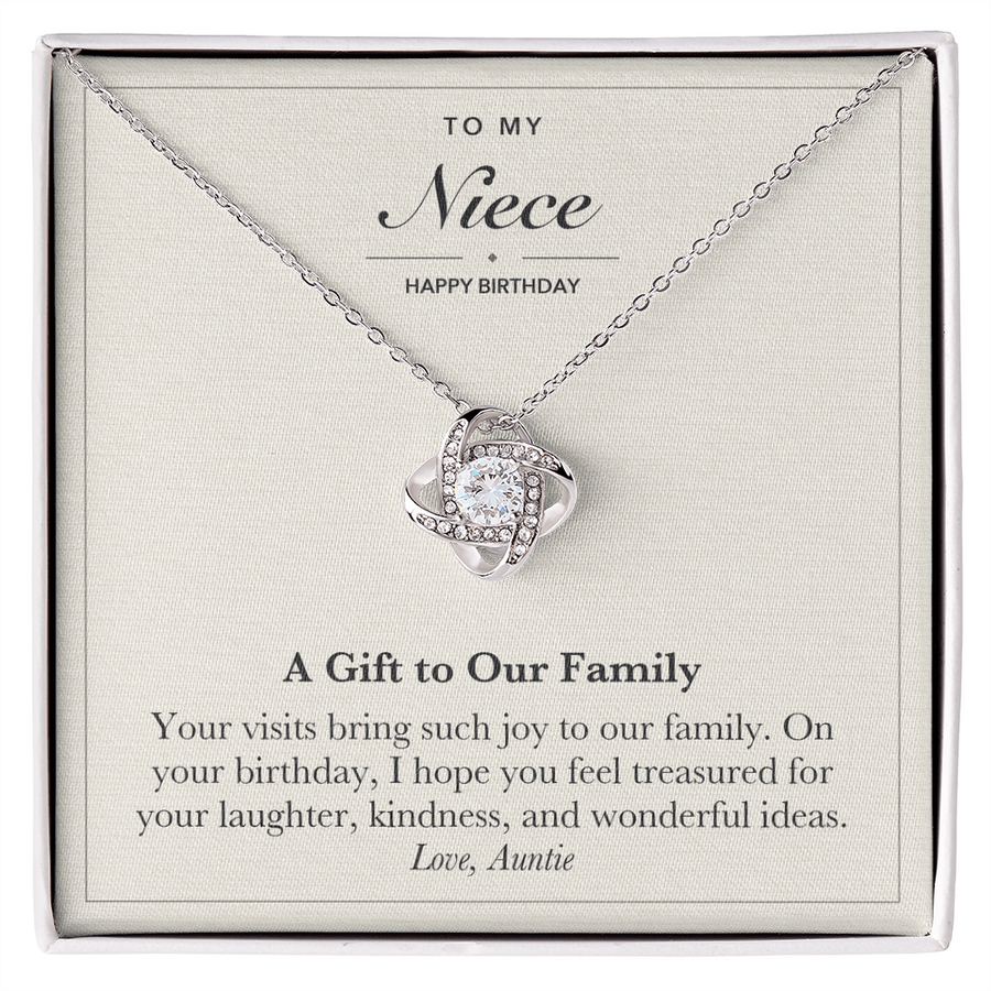 To My Niece Birthday Love Knot Necklace – A Gift to Our Family