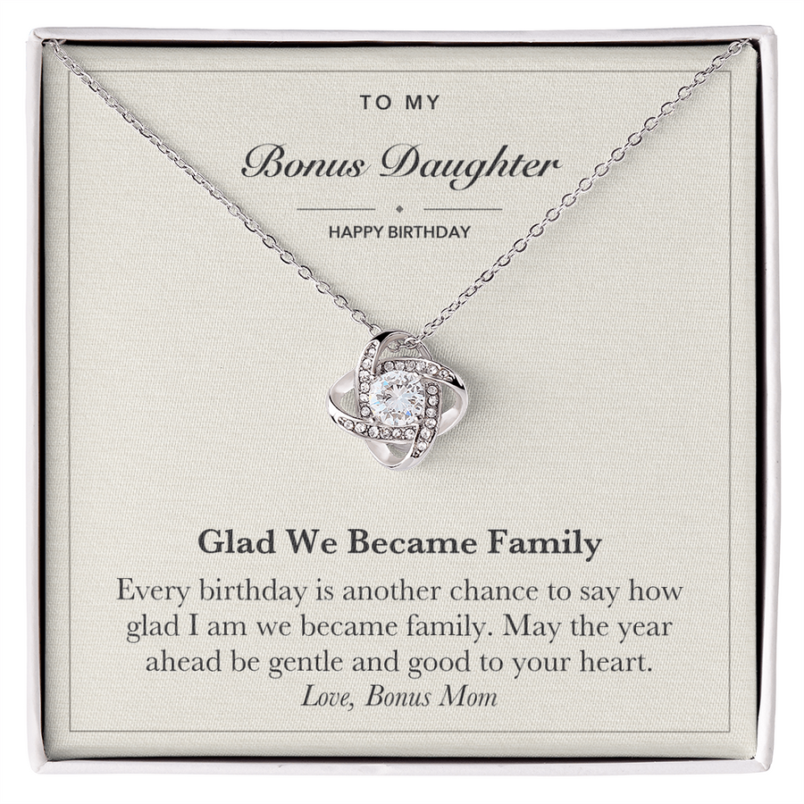 Bonus Daughter Birthday Love Knot Necklace – Glad We Became Family