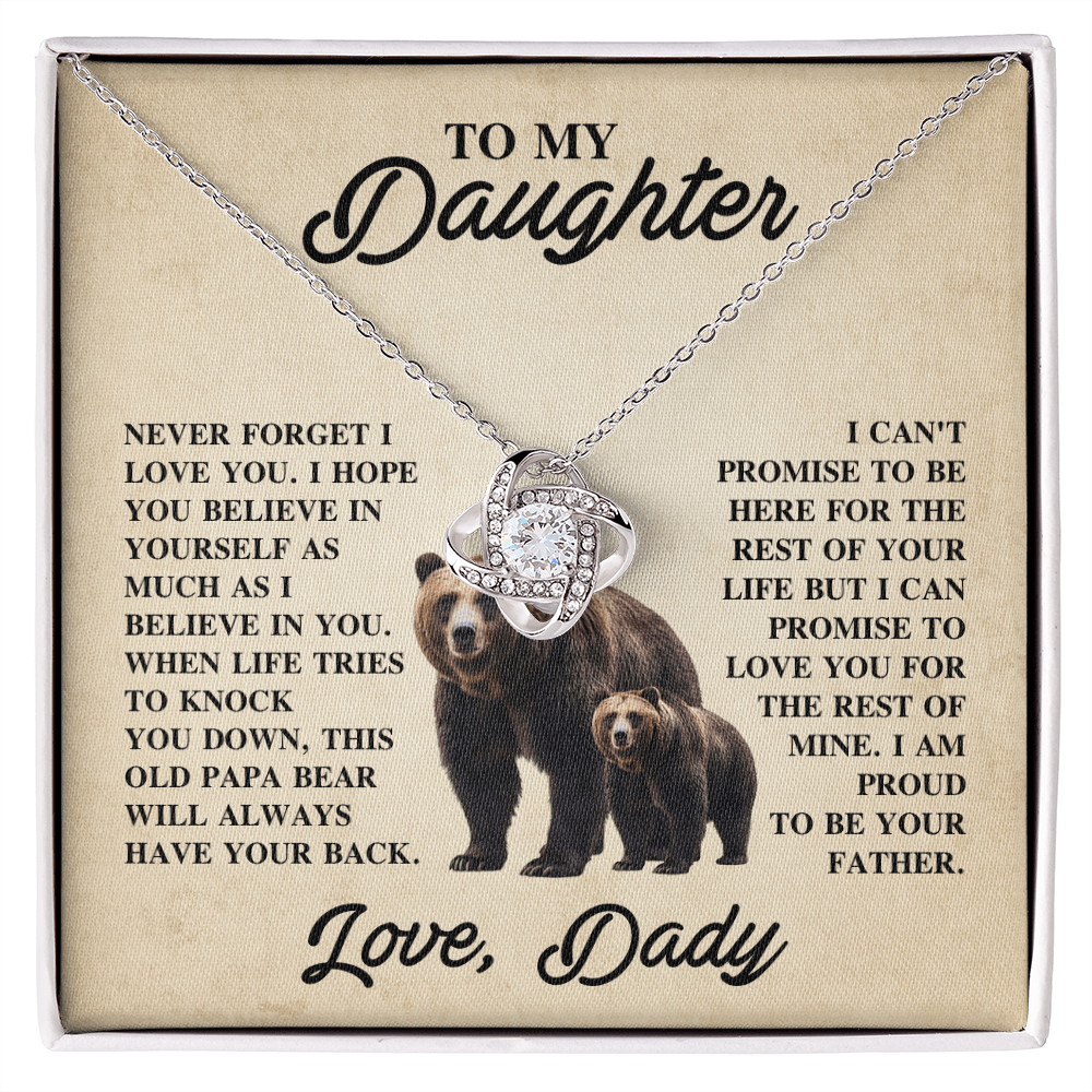 To My Daughter Love Knot Necklace – Unbreakable Bond Jewelry Gift for Birthday or Holiday