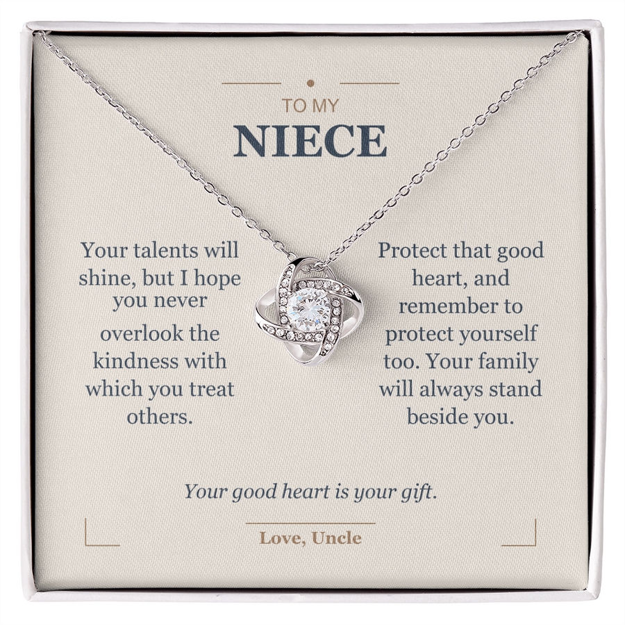 To My Niece, Keep Your Kindness - Love Knot Necklace