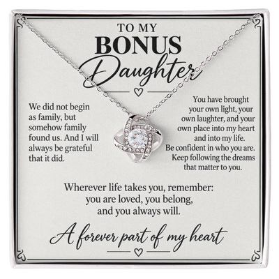 Load image into Gallery viewer, To My Bonus Daughter You Belong Love Knot Necklace Gift
