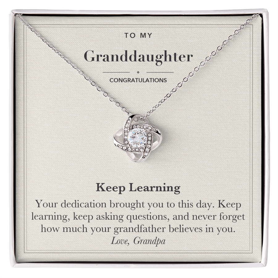 To My Granddaughter Graduation Love Knot Necklace – Keep Learning