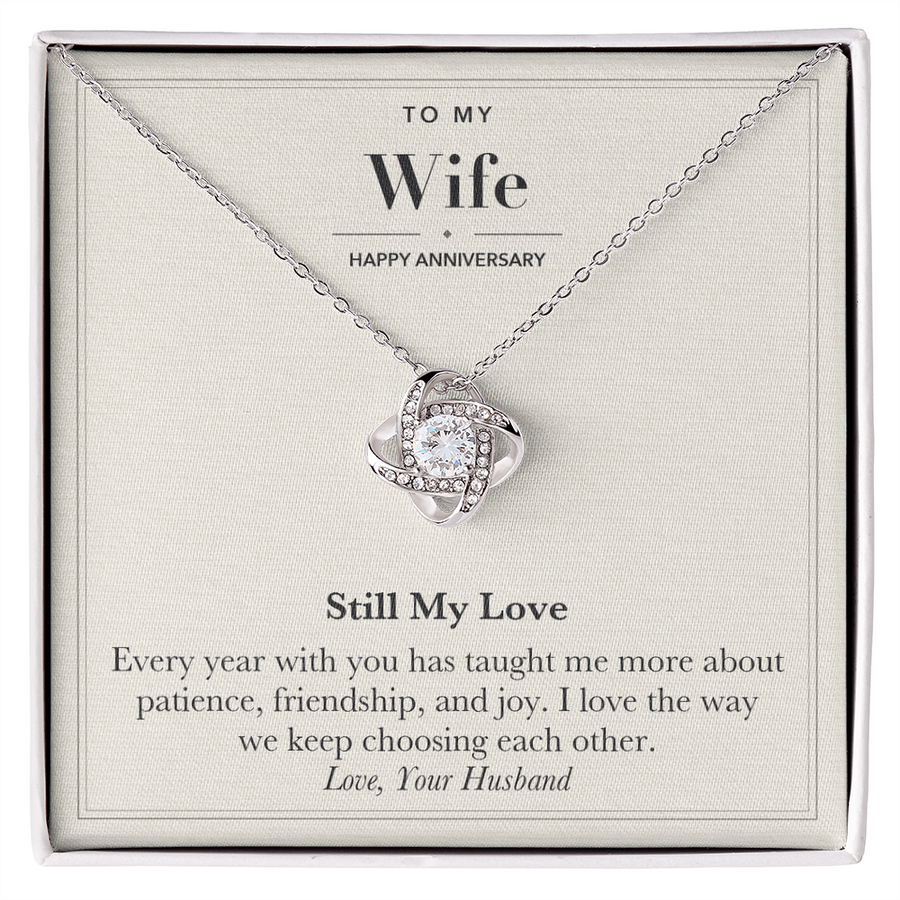 To My Wife Anniversary Love Knot Necklace – Still My Love