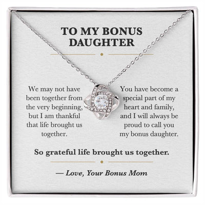 Load image into Gallery viewer, To My Bonus Daughter Love Knot Necklace Gift from Bonus Mom
