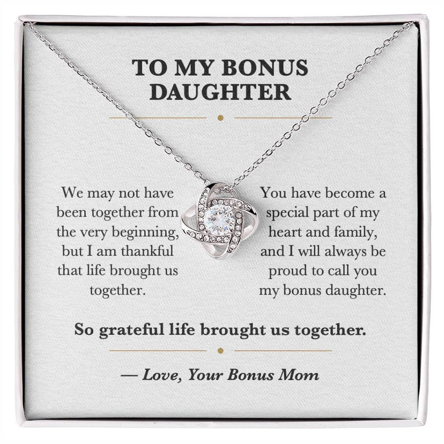 To My Bonus Daughter Love Knot Necklace Gift from Bonus Mom