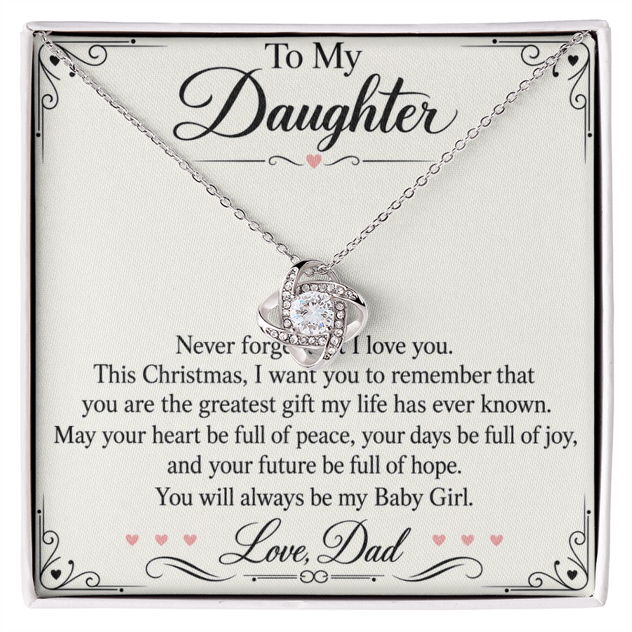 Daughter Christmas Love Knot Necklace from Dad - You Are My Greatest Gift