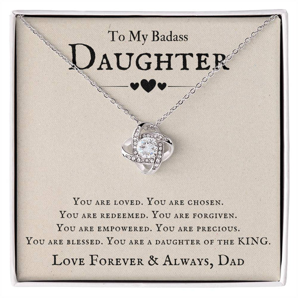 To My Badass Daughter Necklace from Dad, You Are Loved, Chosen, You Are a Daughter of the King