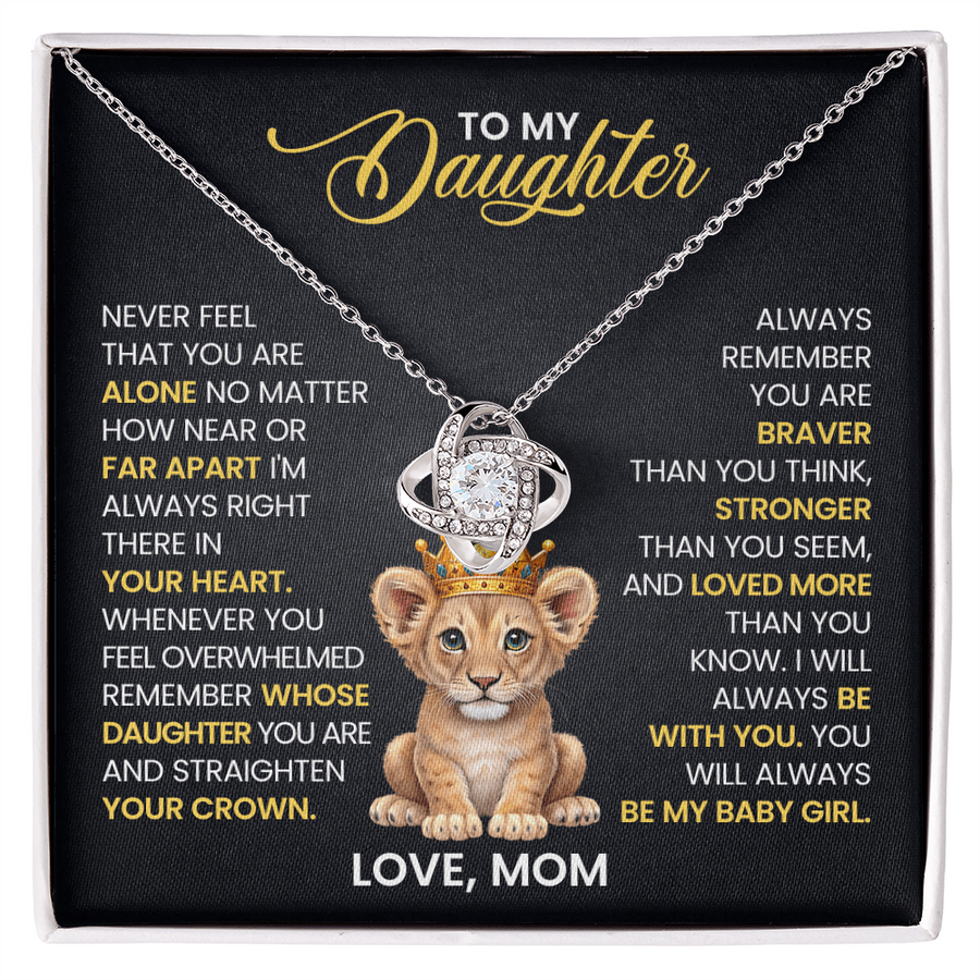 To My Daughter Necklace, Never Feel That You Are Alone, I'm Always Right There in Your Heart