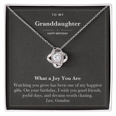 Load image into Gallery viewer, To My Granddaughter Birthday Love Knot Necklace – What a Joy You Are
