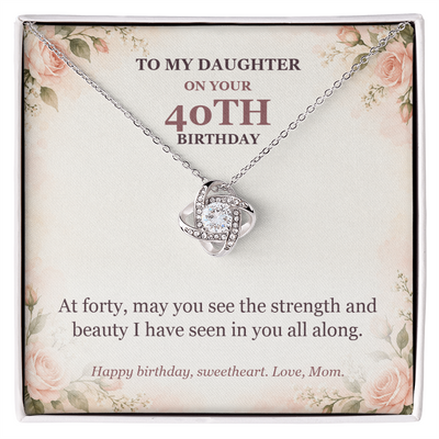 Load image into Gallery viewer, To My Daughter 40th Birthday Love Knot Necklace from Mom
