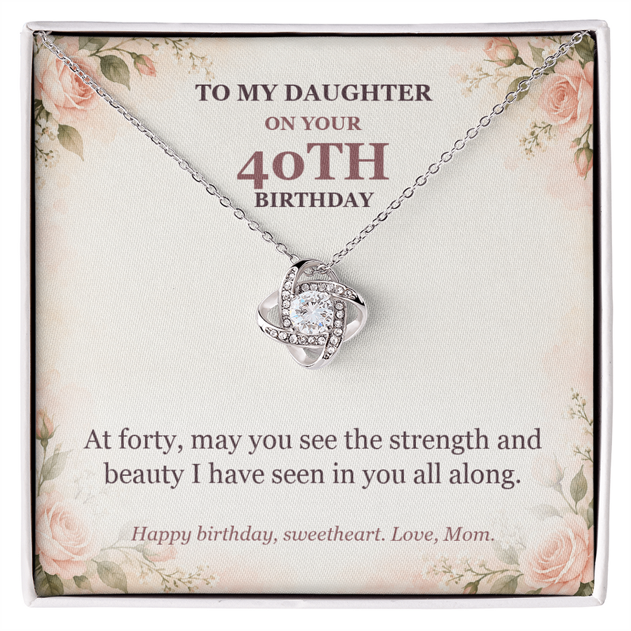 To My Daughter 40th Birthday Love Knot Necklace from Mom