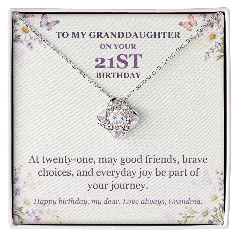 To My Granddaughter 21st Birthday Love Knot Necklace from Grandma