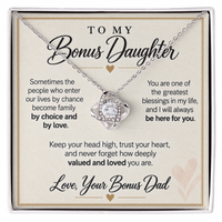 Load image into Gallery viewer, Bonus Daughter Love Knot Necklace from Bonus Dad - Deeply Valued and Loved
