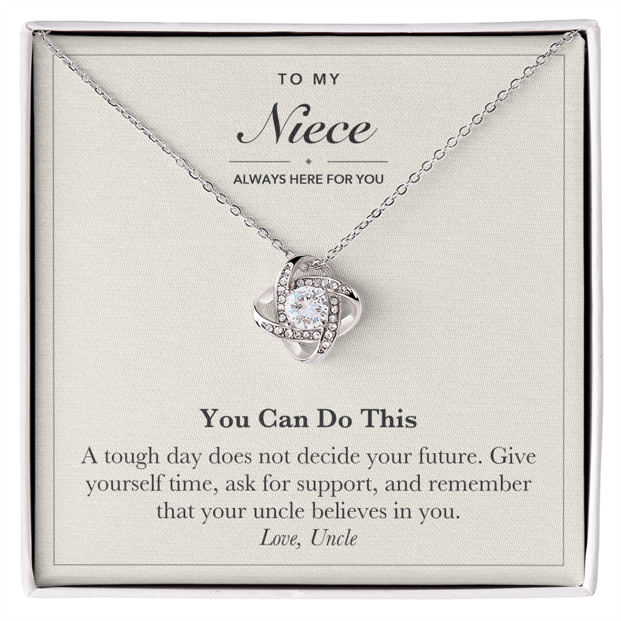 To My Niece Encouragement Love Knot Necklace – You Can Do This
