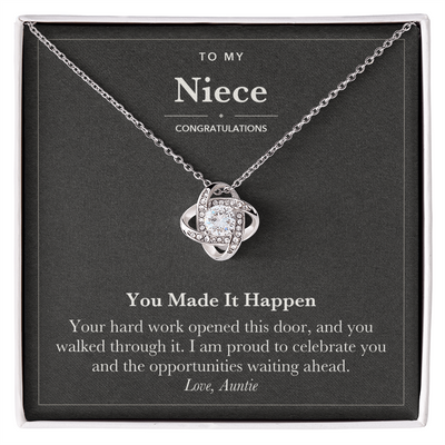 Load image into Gallery viewer, To My Niece Graduation Love Knot Necklace – You Made It Happen

