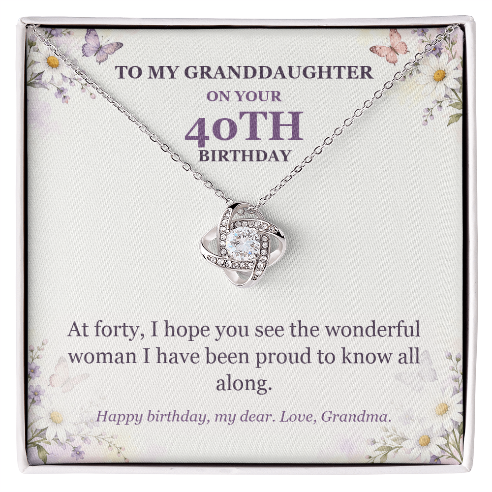 To My Granddaughter 40th Birthday Love Knot Necklace from Grandma