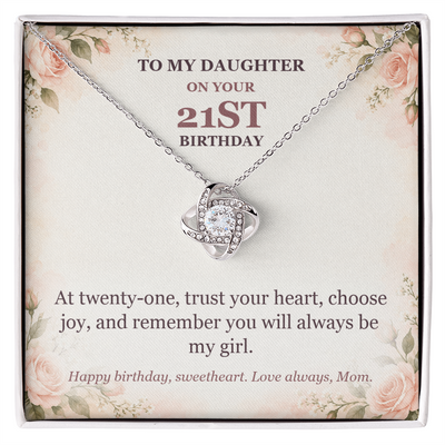 Load image into Gallery viewer, To My Daughter 21st Birthday Love Knot Necklace from Mom
