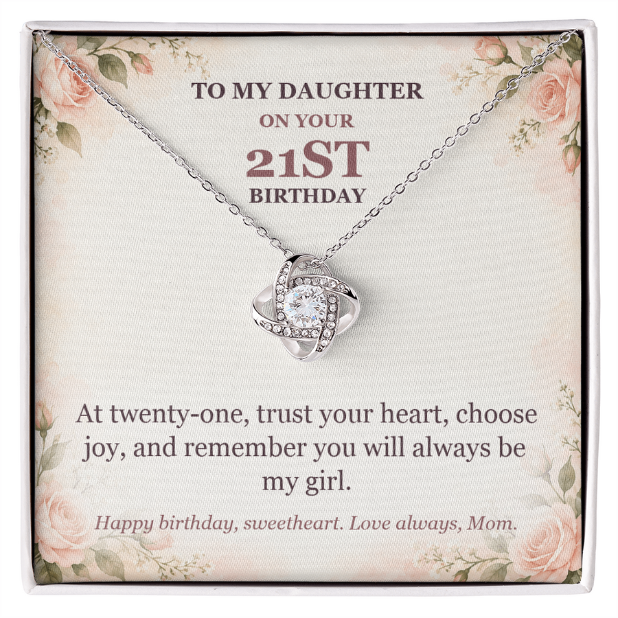 To My Daughter 21st Birthday Love Knot Necklace from Mom