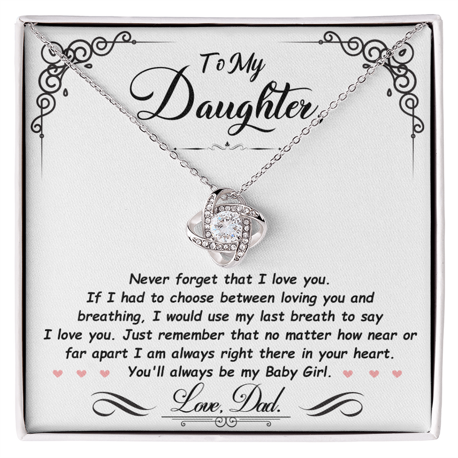 To My Daughter Necklace from Mom and Dad, Birthday, Graduation, Christmas Love Knot Necklace for Her