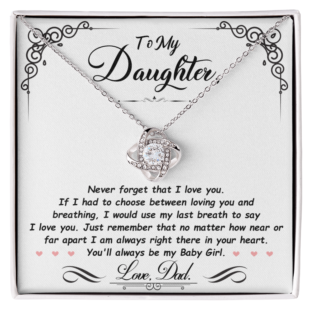 To My Daughter Necklace from Mom and Dad, Birthday, Graduation, Christmas Love Knot Necklace for Her