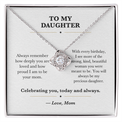 Load image into Gallery viewer, To My Daughter Birthday Love Knot Necklace Gift from Mom
