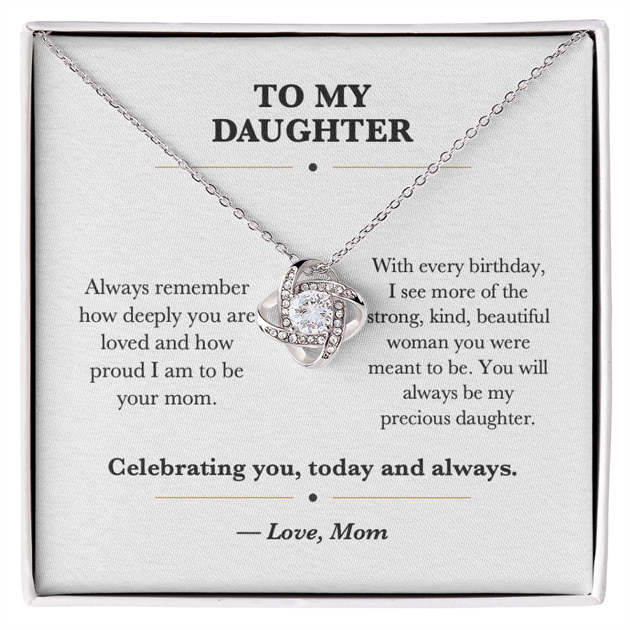 To My Daughter Birthday Love Knot Necklace Gift from Mom