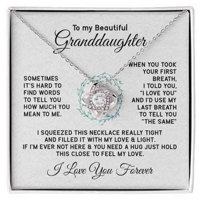 Load image into Gallery viewer, To My Granddaughter Necklace, Sometimes It&amp;#39;s Hard to Find Words to Tell You How Much You Mean to Me
