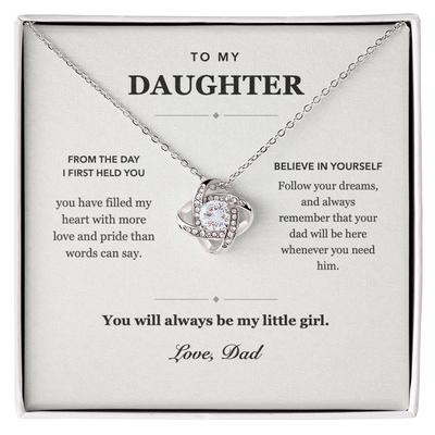 Load image into Gallery viewer, To My Daughter Always My Little Girl Love Knot Necklace Gift from Dad
