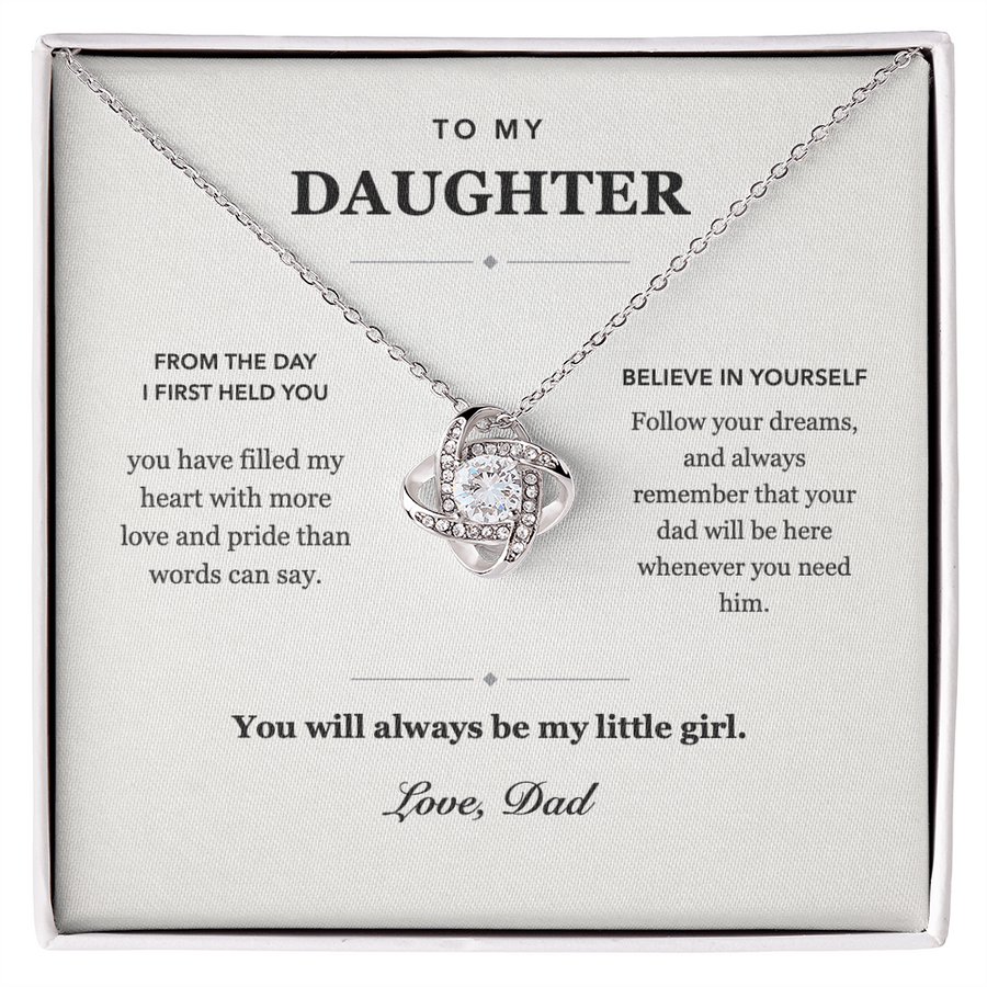 To My Daughter Always My Little Girl Love Knot Necklace Gift from Dad