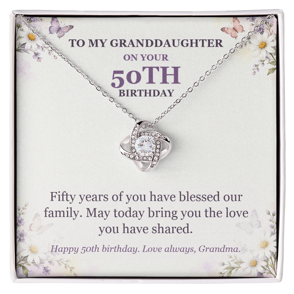 To My Granddaughter 50th Birthday Love Knot Necklace from Grandma