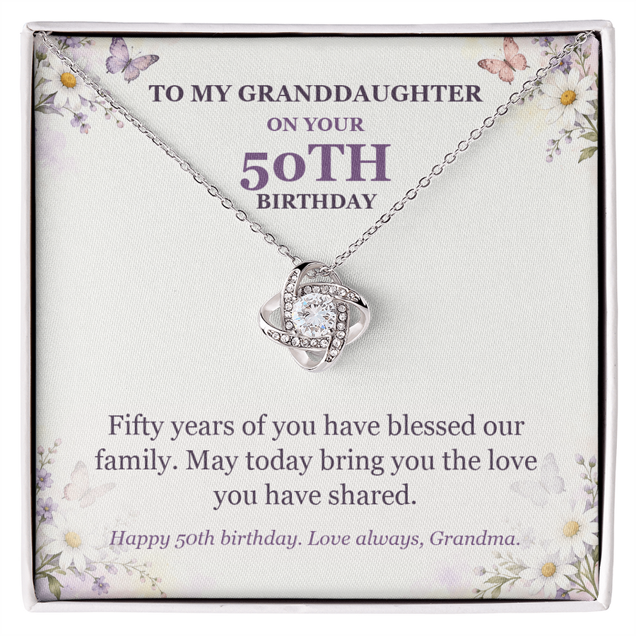 To My Granddaughter 50th Birthday Love Knot Necklace from Grandma
