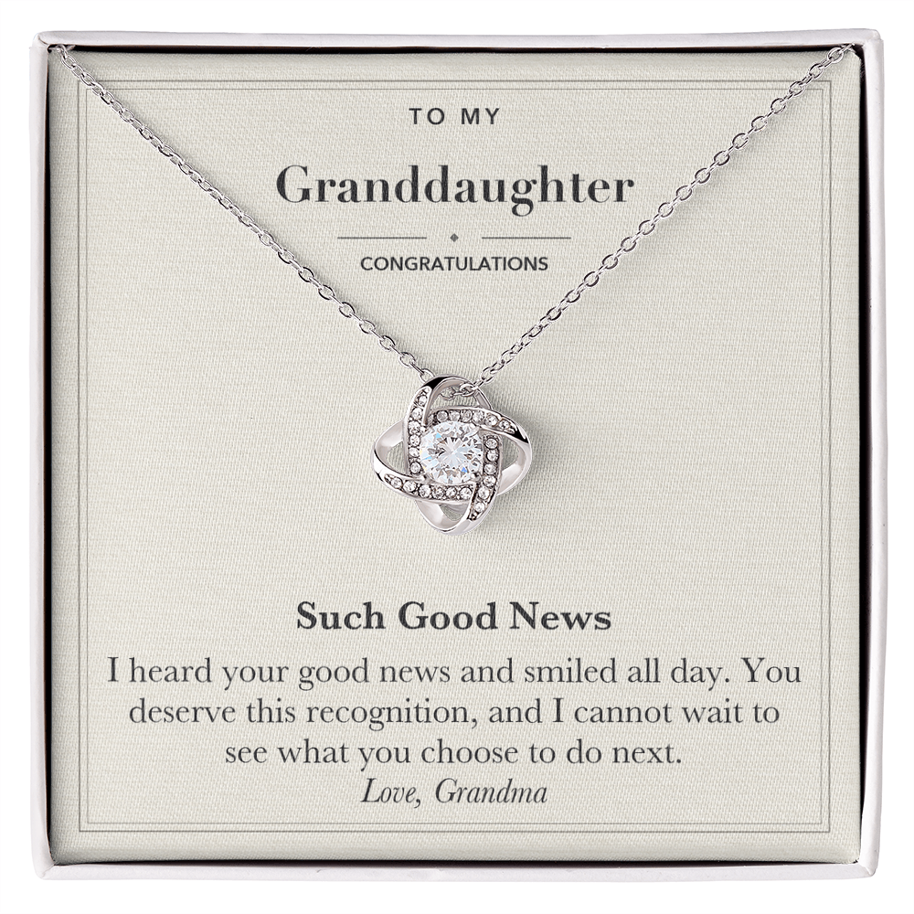 Granddaughter Congratulations Love Knot Necklace – Such Good News