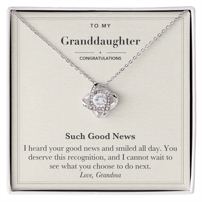 Load image into Gallery viewer, Granddaughter Congratulations Love Knot Necklace – Such Good News
