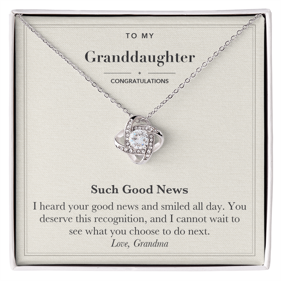Granddaughter Congratulations Love Knot Necklace – Such Good News