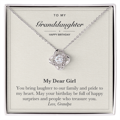 Load image into Gallery viewer, To My Granddaughter Birthday Love Knot Necklace – My Dear Girl
