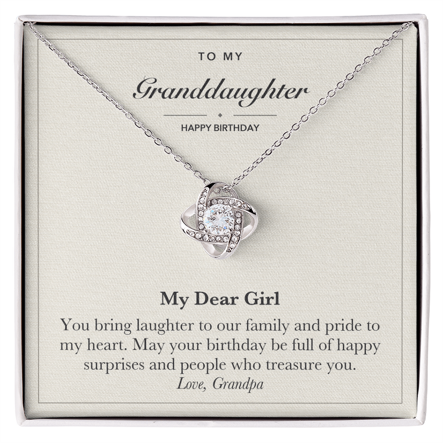 To My Granddaughter Birthday Love Knot Necklace – My Dear Girl