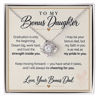 Load image into Gallery viewer, Bonus Daughter Graduation Love Knot Necklace from Bonus Dad - Cheering for You

