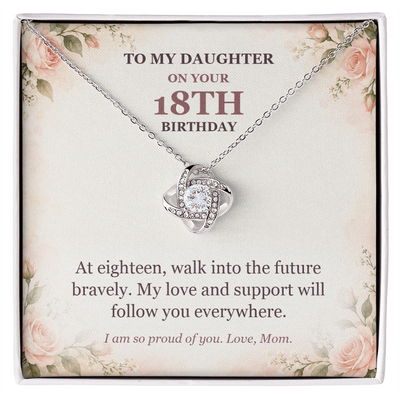 Load image into Gallery viewer, To My Daughter 18th Birthday Love Knot Necklace from Mom
