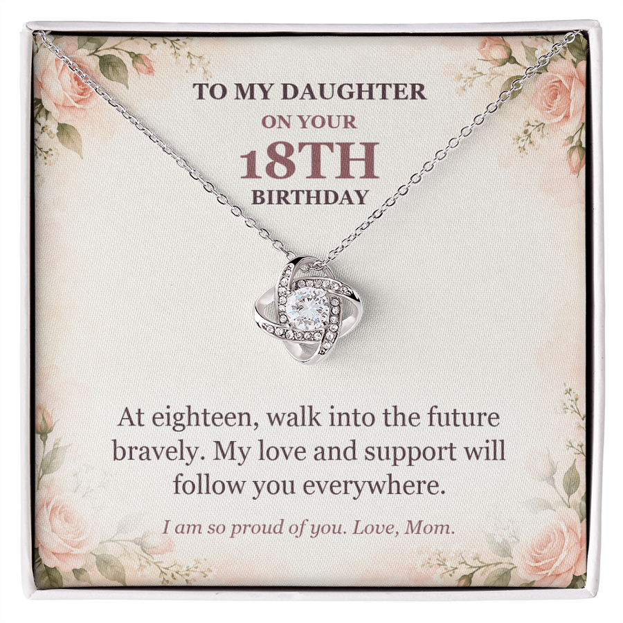 To My Daughter 18th Birthday Love Knot Necklace from Mom